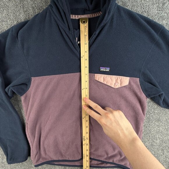 Patagonia Fleece Jacket Girls 2XL Hoodie Jacket Full Zip Snap Pocket Purple Soft - Picture 4 of 12